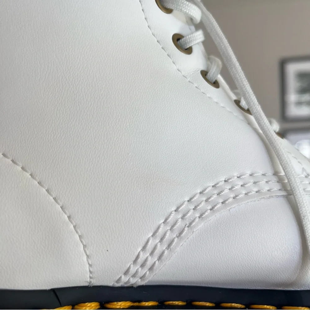 SOLD!!🧾🍒DOC MARTEN VEGAN LEATHER WHITE 1460 KEMBLE LACE UP BOOTS 7W/6M - Picture 10 of 15